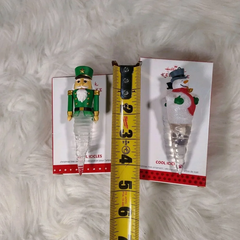 Hallmark Lot Of 2 Cool Icicles Snowman 1st 2013 & Nutcracker 3rd 2015 Ornaments